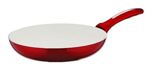 Cem Karanfil Plastik Saplı Seramik 28 cm Düz Tava Kırmızı