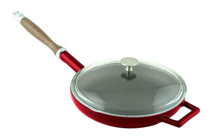 Lava Glaze Ahşap Saplı Döküm 24 cm Kızartma Tava Kırmızı