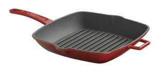 Lava Kare Metal Saplı Döküm 26x26 cm Grill Tava Kırmızı