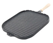 Cookcase Çift Taraflı Kare Ahşap Saplı Granit 36 cm Grill Tava Gri