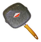 Taşhan Stone-H Ahşap Saplı Granit 28 cm Grill Tava Gri