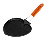Lava Love Serisi Silikon Saplı Döküm 22x23 cm Grill Tava Siyah