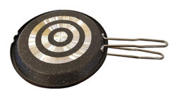 O.M.S Çift Taraflı 3223 Metal Saplı Alüminyum 32 cm Balık Tava Siyah