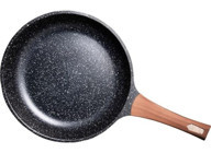 Arow Icone No:28 Ahşap Saplı Döküm 28 cm Düz Tava Siyah