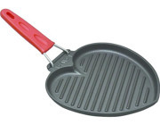 Lava Kalp Figürlü Silikon Saplı Döküm 22x23 cm Grill Tava Kırmızı