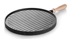 İsem Casting Casting Ahşap Saplı Döküm 36 cm Grill Tava Siyah