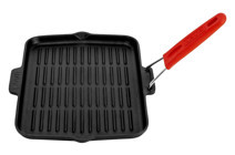 Lava Dikdörtgen Silikon Saplı Döküm 21x30 cm Grill Tava Kırmızı