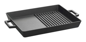 Lava Hibrit Döküm Kulplu Döküm 26x32 cm Grill Tava Siyah