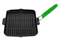 Lava Dikdörtgen Silikon Saplı Döküm 21x30 cm Grill Tava Siyah