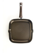 İlla Olivilla Extra Kare Plastik Saplı Döküm 28 cm Grill Tava Siyah
