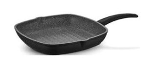 Taşhan Kare Plastik Saplı Alüminyum 28 cm Grill Tava Siyah