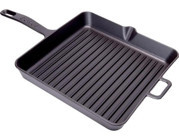 By Hanedan Kare Döküm Saplı Demir Döküm 30 cm Grill Tava Siyah