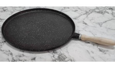 Göksan Mutfak Ahşap Saplı Döküm 36 cm Gözleme - Bazlama Tava Siyah