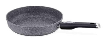 Korkmaz Palma A3925 Plastik Saplı Granit 24 cm Düz Tava Gri