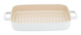 Neoflam Dikdörtgen döküm Saplı Alüminyum 28 cm Grill Tava Krem