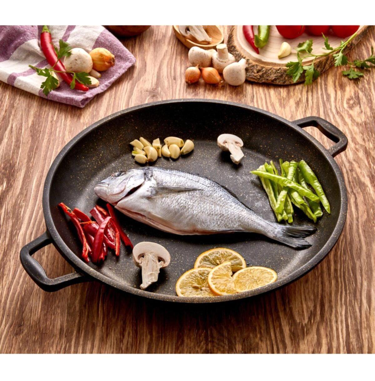 Cosiness IDK-134 Döküm 36 cm Grill Tava Gri
