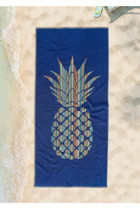 Cottontherapy Ananas Pamuklu Plaj Havlusu Mavi