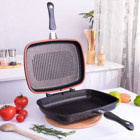 Evren Gold Stone Kare Bakalit Saplı Alüminyum 36 cm Grill Tava Siyah