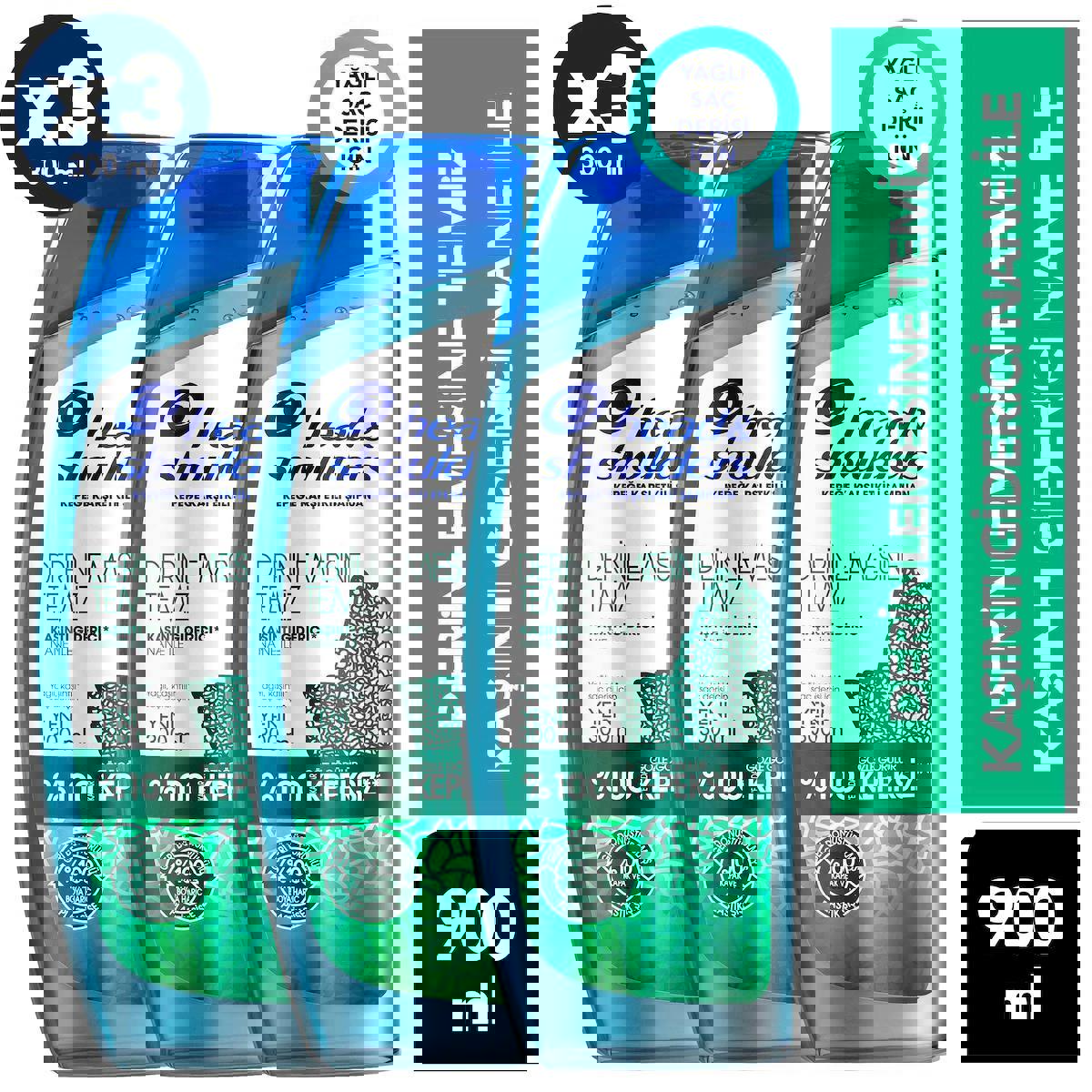 Head & Shoulders Derinlemesine Temiz Kaşıntı Giderici Kepek Karşıtı Naneli Şampuan 3x300 ml