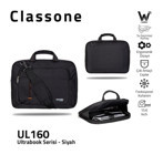Classone Ul160 15.6 inç Kumaş Su Geçirmez El-Omuz Laptop Çantası Siyah