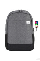 Case Club Usb Aparatlı 15.6 inç Kumaş Su Geçirmez Sırt Laptop Çantası Gri