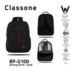Classone BP-G100 17 inç Kumaş Sırt Laptop Çantası Siyah