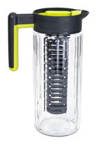 Herevin Yeşil Sütun Çizgi Isıya Dayanıklı Plastik Kapaklı Cam Sürahi 1.4 lt