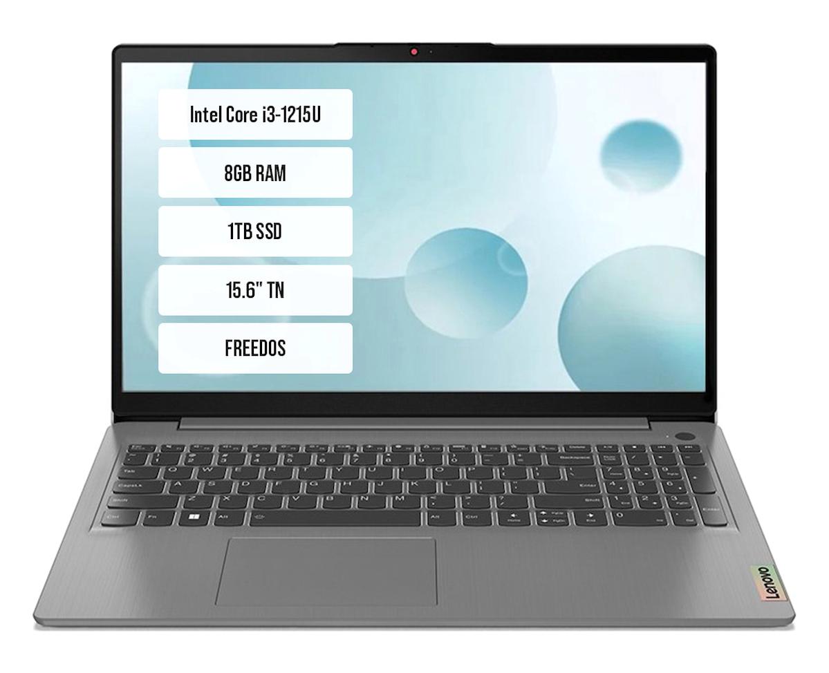 Lenovo IdeaPad 3 15IAU7 82RK018GTX-05 Dahili UHD Graphics Intel Core i3 1215U 8 GB Ram 1 TB SSD 15.6 inç Full HD Freedos Laptop