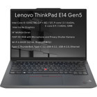 Lenovo ThinkPad E14 Gen5 21JL0020TX W12 Dahili Iris Xe Graphics Eligible Intel Core i5 1335U 24 GB Ram 2 TB SSD 14 inç WUXGA Windows 11 Pro Laptop
