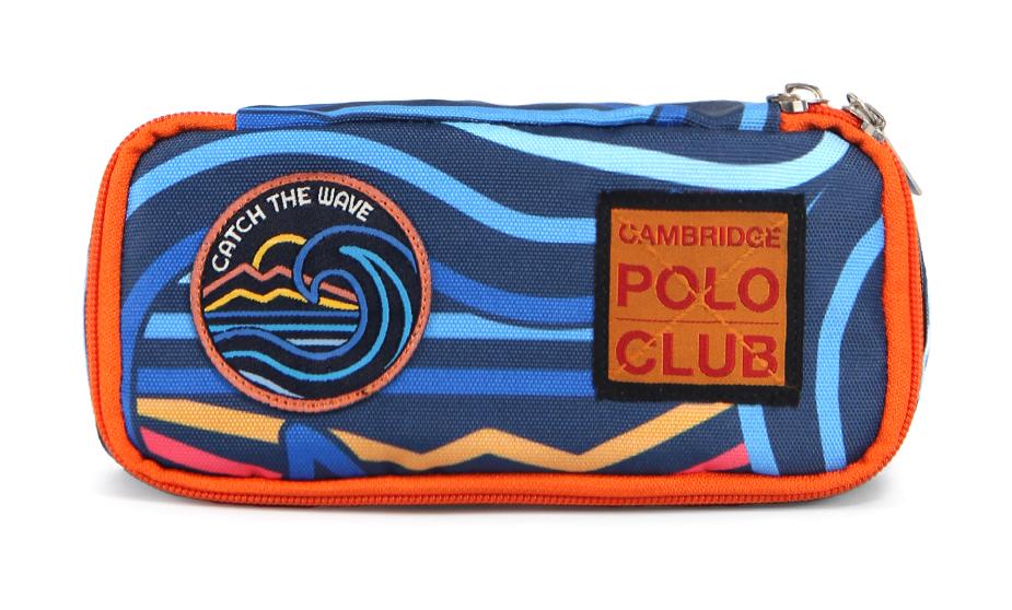 Cambridge Polo Club Wave Çok Renkli Desenli Kumaş Bölmeli Çift Gözlü Çizgili Dikdörtgen Cüzdan Kalem Kutusu