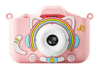 Tuomeng Müzik Sevimli Kedi Mini Full HD Kompakt Dijital Fotoğraf Makinesi Pembe