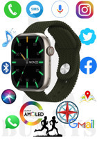 Bunnys HK9 Pro Max Android GPS 45 mm Silikon Örgü Kordon Kare Unisex Akıllı Saat Yeşil