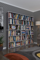 Kenzlife Süper Ga 3 Bölmeli 6 Raflı Suntalam 180x200x19 cm Gri Kitaplık