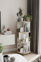 Zeo Wood Design Dekoratif 16 Bölmeli 16 Raflı Ahşap 71x45 cm Beyaz Kitaplık