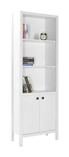 Adore Mobilya Kapaklı 5 Bölmeli 5 Raflı Ahşap 66x196x32 cm Beyaz Kitaplık
