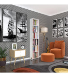 Kenzlife Süper Ga Tek Bölmeli 6 Raflı Suntalam 180x40x19 cm Beyaz Kitaplık