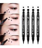 Rowenarose Desenli Çift Taraflı Suya Dayanıklı Mat Pastel Siyah Kalıcı İnce-Kalın Uçlu Keçe Kalem Eyeliner 4'lü Set