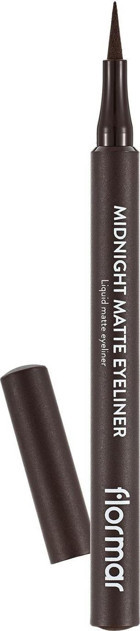 Flormar Midnight Matte Suya Dayanıklı Mat Koyu Kahverengi Kalıcı İnce Uçlu Keçe Kalem Eyeliner