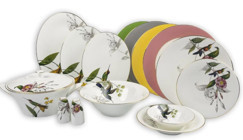 Mikasa Moor Birds And Flowers 74 Parça 12 Kişilik Desenli Bone China Porselen Yuvarlak Yemek Takımı