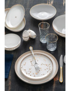 Acar Serafina 57 Parça 12 Kişilik Desenli Bone China Porselen Yuvarlak Yemek Takımı