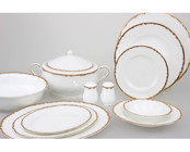 Mikasa Moor Michell Gold 74 Parça 12 Kişilik Desenli Bone China Porselen Yuvarlak Yemek Takımı