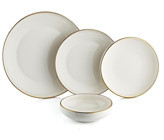 Oms Collection Gold Kenarlı 24 Parça 6 Kişilik Desenli Porselen Yuvarlak Yemek Takımı