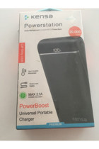 Kensa Power Premium 20000 mAh Hızlı Şarj Işıklı Dijital Göstergeli USB Çoklu Bağlantı Powerbank Siyah