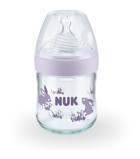 Nuk Nature Sense Cam Gaz Yapmayan Antikolik Yenidoğan 0-6 Ay Desenli Mor Biberon 120 ml