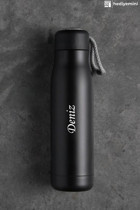 Megame Kişiye Özel Paslanmaz Çelik 600 ml Outdoor Matara Termos Siyah