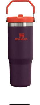 Stanley The Iceflow Flip Straw Paslanmaz Çelik 890 ml Pipetli Outdoor Bardak Termos Mor-Turuncu