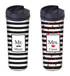Allmug Sevgililer Günü Özel Plastik 380 ml Outdoor Matara Termos Beyaz - Siyah