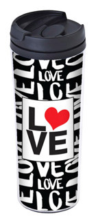 Allmug Love Plastik 380 ml Outdoor Matara Termos Beyaz - Siyah
