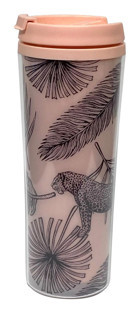 Allmug Leopar Plastik 380 ml Outdoor Matara Termos Pembe-Siyah