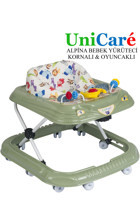 Unicare BR105 Hayvanlı 10 Tekerlekli 3 Kademeli Oyuncaklı Sallanan Müzikli Örümcek Yürüteç Yeşil